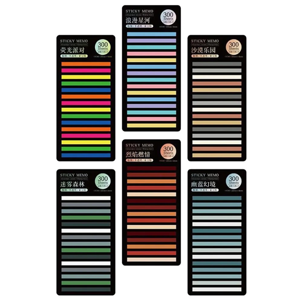 

6 set Colored Sticky Tabs Reading Strips For Book Annotation Page Markers Colorful Reading Supplies Office School Notebook Tabs