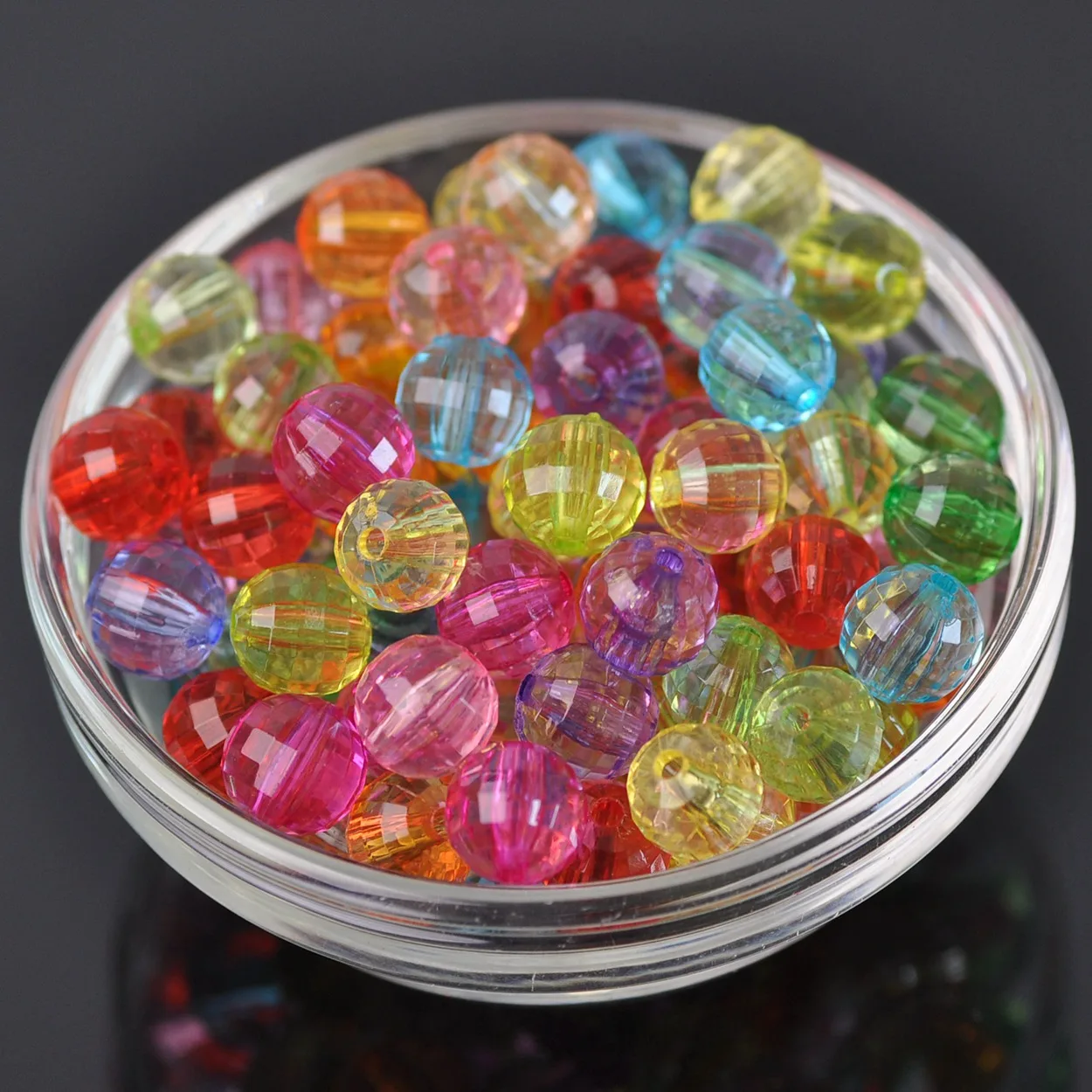 

Round Mixed 96Facets Acrylic Plastic 6mm/8mm/10mm/12mm/14mm/16mm Loose Beads Wholesale Lot For Jewelry Making DIY Findings