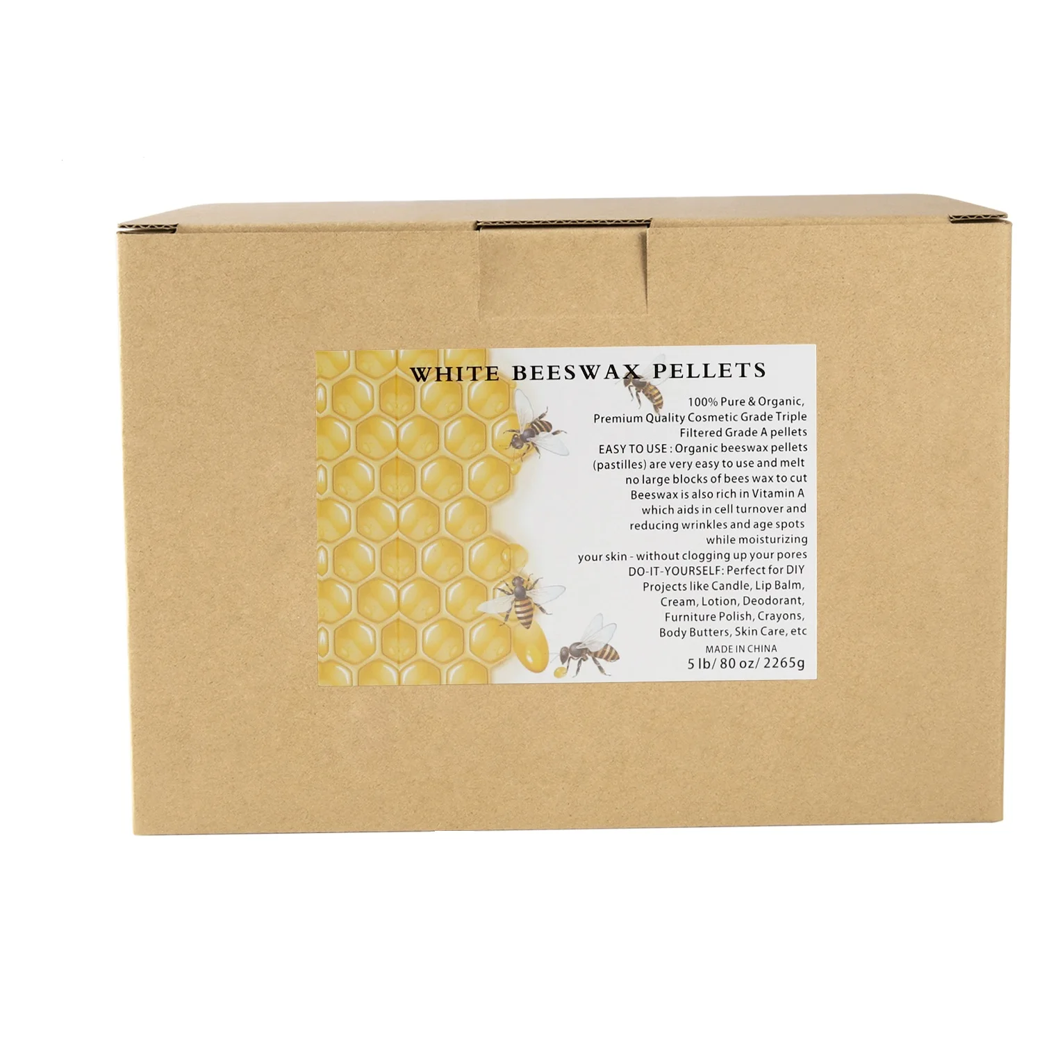 5lb/80OZ[about 2265g] beeswax is one of the main raw materials for DIY candles and has a wide range of uses