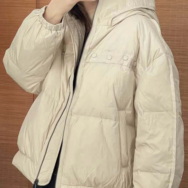 Jaqueta puffer casual feminina, Casacos literários retrô, casacos grossos e quentes com capuz, casacos curtos de neve, sólido, novo, inverno