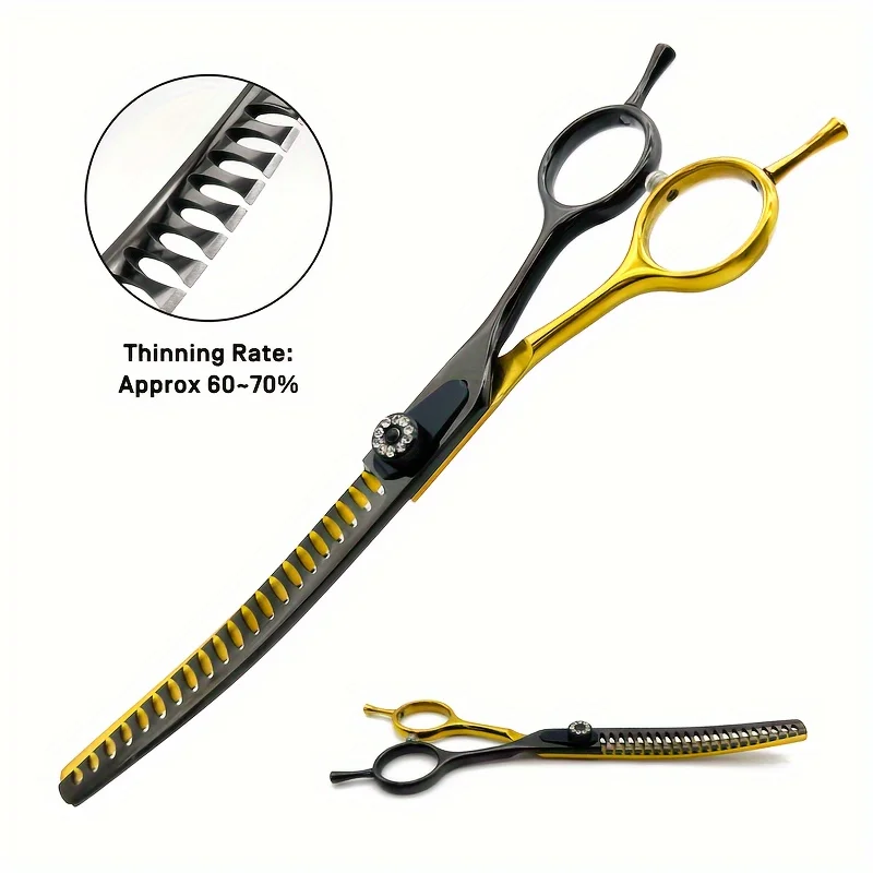 7.0 Inch Pet Curved Thinning Scissors dog Curved Chunking Scissors kit for pet Grooming