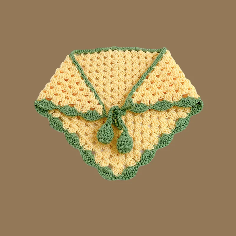 Französischer pastoraler Stil, gestricktes, florales Dreieck-Kopftuch für Mädchen, personalisiertes Kopftuch für Fotoshootings mit Bindeband, 3D-Blumen-Haarband – Detail 23