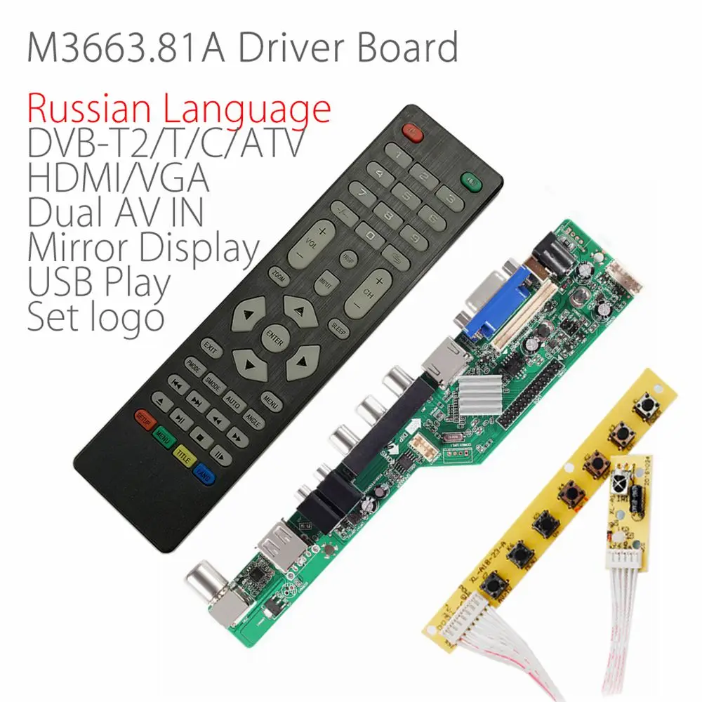 Nieuwe Universele Scaler Kit 3663 Tv Controller Driver Board Digitale Signaal DVB-C DVB-T2 Dvb-t Universele Lcd Upgrade 3463A Met Lvds