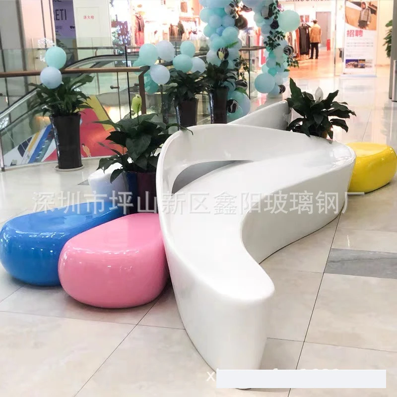 

FRP leisure seat shopping mall Meichen back chair FRP creative dolphin special-shaped outdoor rest chair