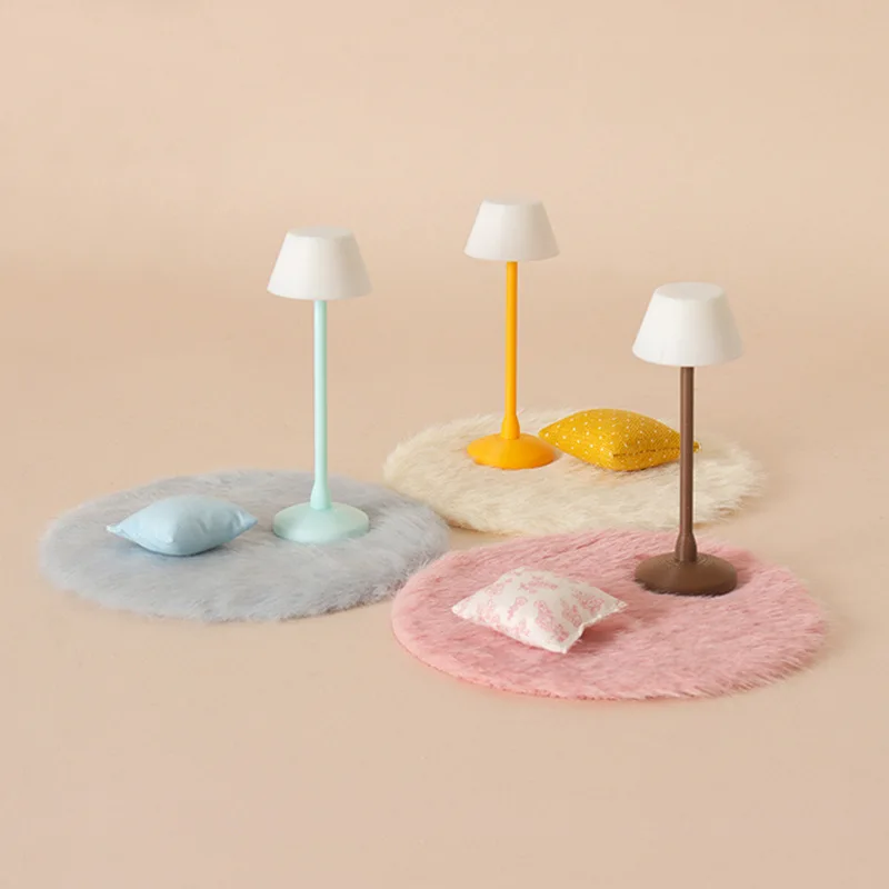 

1:12 Scale Dollhouse Mini Modern Floor Lamp & Rug Set, Miniature Bedroom Furniture Accessory for Diorama Scene Decor