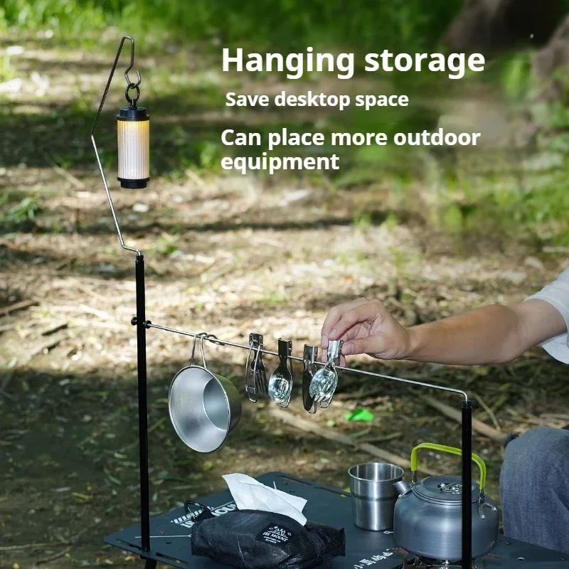 Outdoor Desktop L-shaped Bracket Camping Portable Foldable Detachable Lamp Stand Metal Desktop Hanging Bracket Hook Storage Item