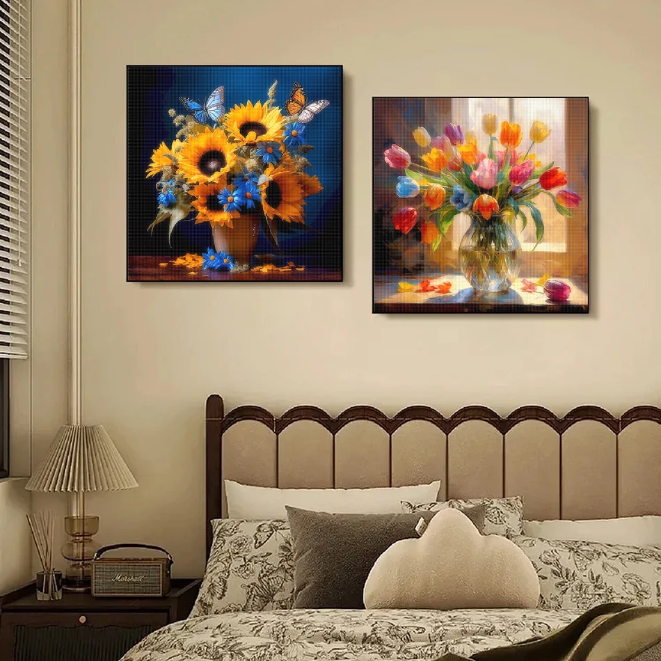 RUOPOTY-Diamond Painting New Arrival,Flowers Vase,Crystal,Full Square Drill,Dimond Art Paintings,Rhinestones, Arts Craft,Diy Kit