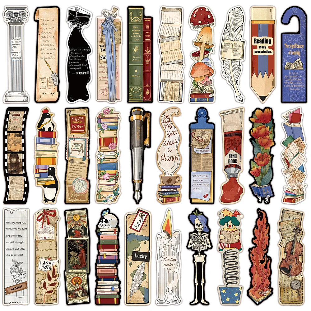 30PCS Retro Reading Theme Bookmarks Decoration Tags Books Novels Books Gifts Wholesale Decoration