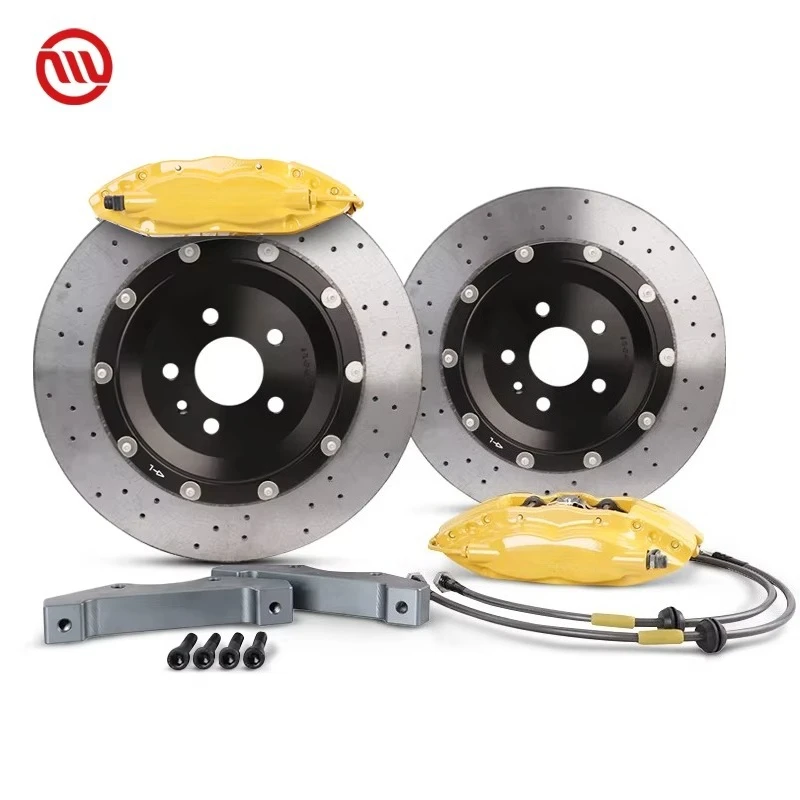 Racing Car Brake System Carbon Long Fiber Ceramic Brake Disc Rotor OEM F40 Brake Caliper Kit for Tesla Model 3 Model S Model Y X