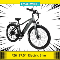 CMACEWHEEL F26 Electric Bike 750W Strong Power 48V 17Ah Lithium Battery 27.5*2.1'' Tires City Ebike 110km Range Silver Grey