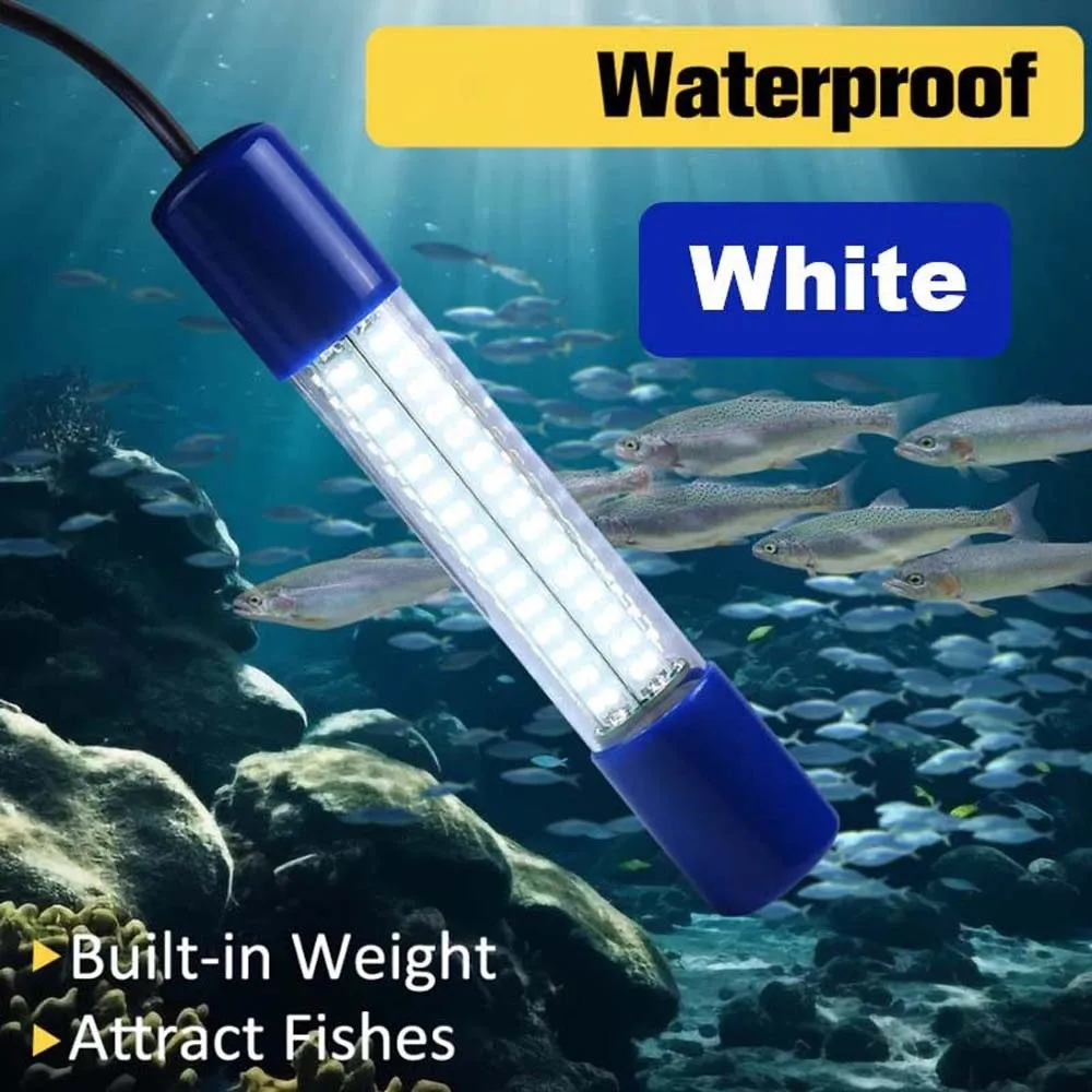 

Fluorescence 180 Beads Underwater Fishing Light 30W LED Lures Finder Lamp AC/DC 12-24V Portable Submersible Boat Lamp Outdoor