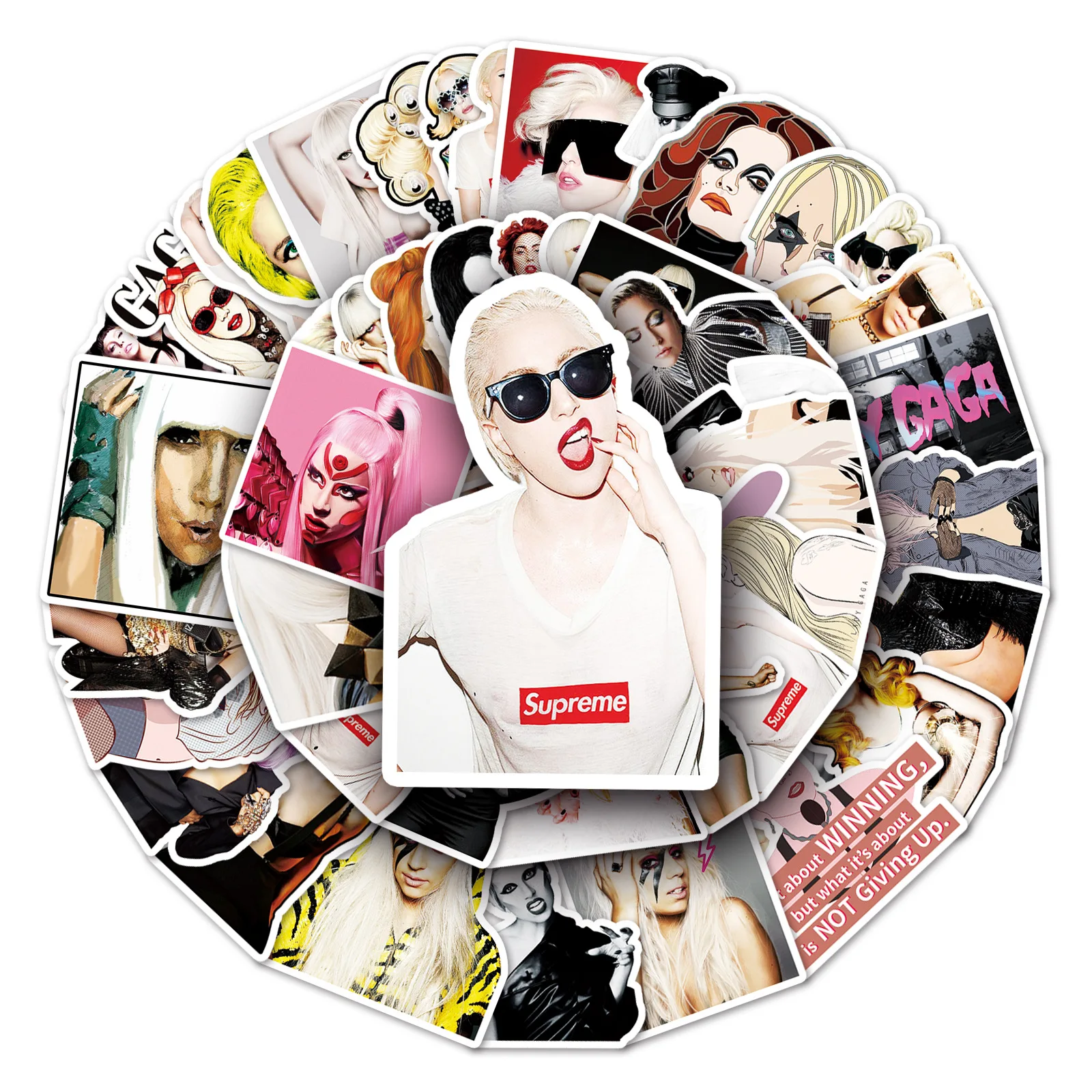 50PCS Lady Gaga Sexy Actress Graffiti Stickers Crazy Fans Waterproof Skateboard Travel Suitcase Phone Laptop Luggage Guitar Toys