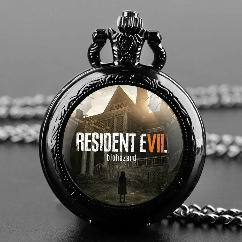 

Great Movie Dark-style Glass Dome Pocket Watch with Chain Arabic Watch Fashion Necklace Pendant Clock Gift for Men and Women