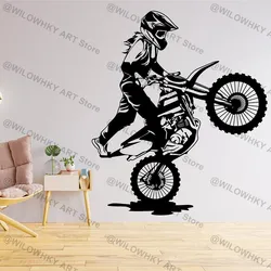 Motocross Girls Vinyl Wall Decal Motocross Wall Decor Motorcycle Sports Dirt Bike Gifts for Kids Teen Girls Room Art Decor Mural