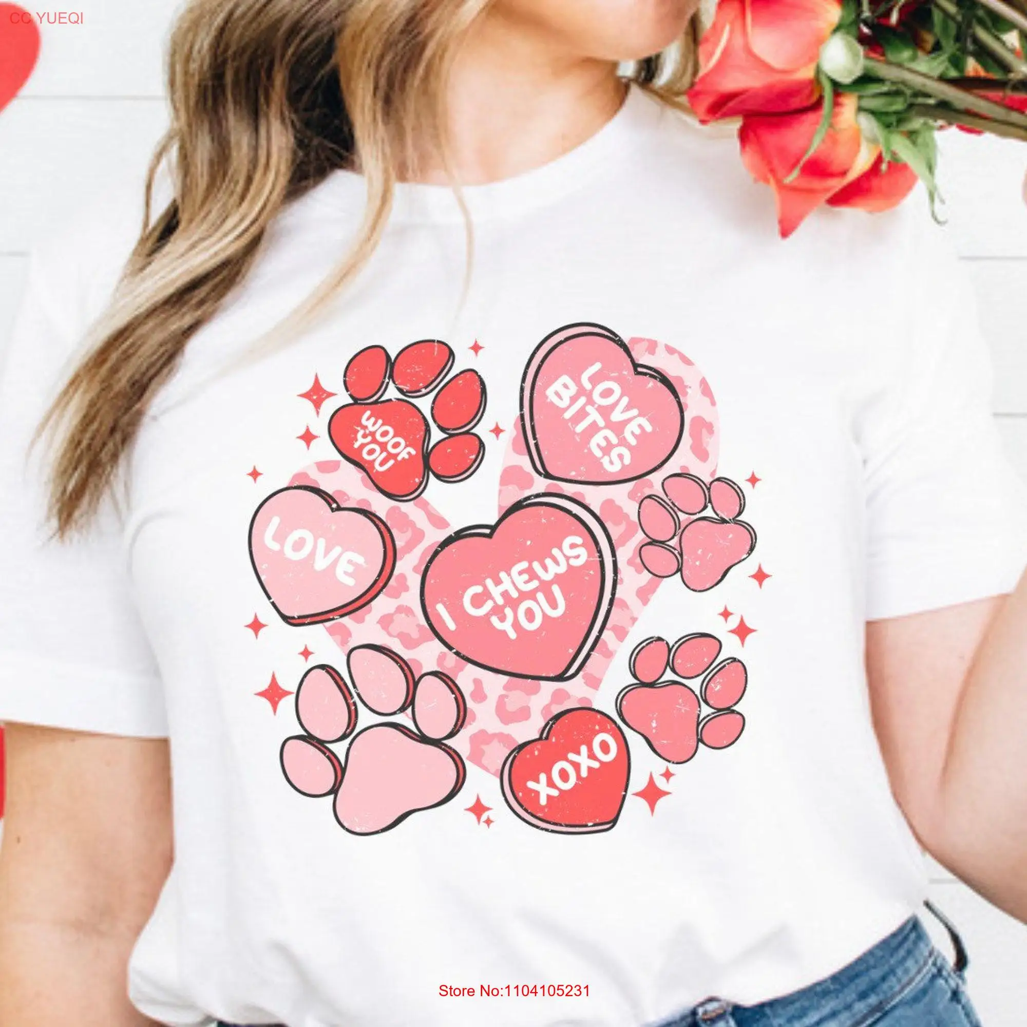 Valentines Dog Mom shirt Day T Cute Paw PrinT Leopard Womens Funny long or short sleeves