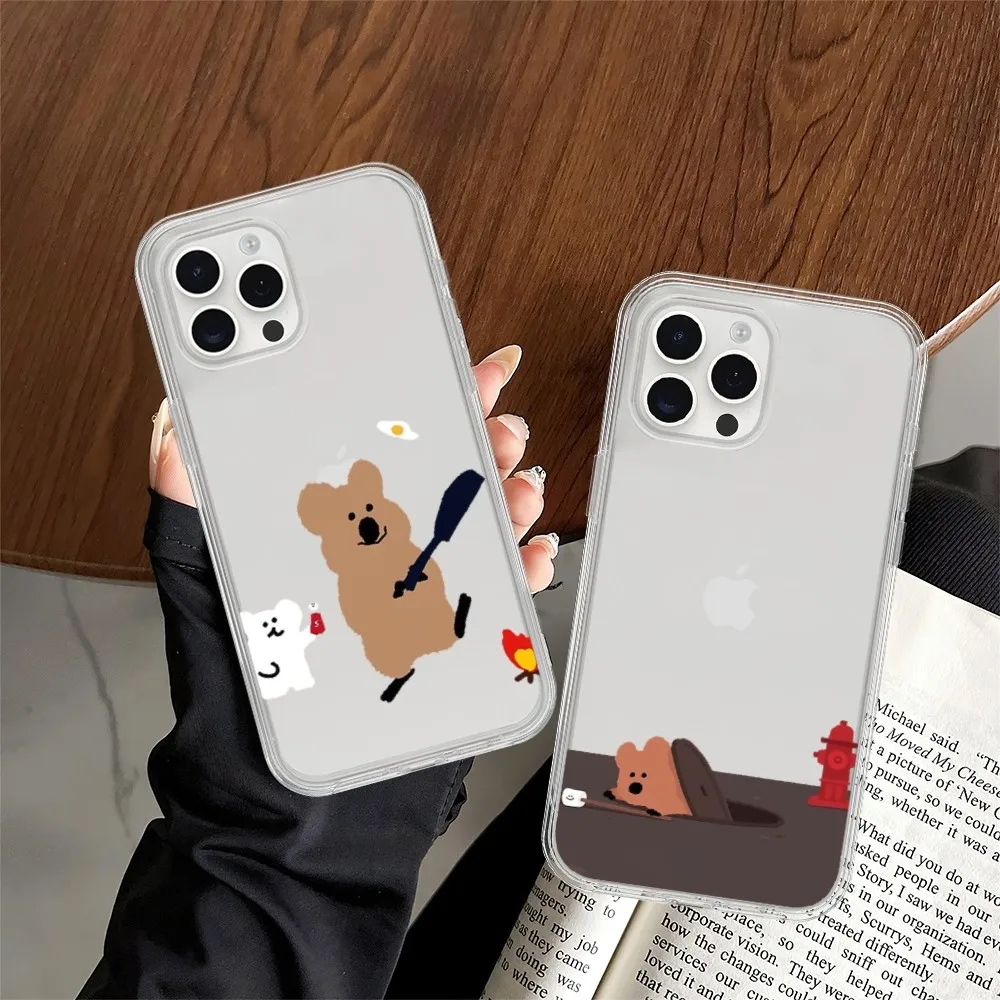 Cute Kawaii D-Dinotaeng   Phone Case For iPhone Mini Plus 11 13 12 14 15 XR 8 Pro SE XS Max X Transparent Shell