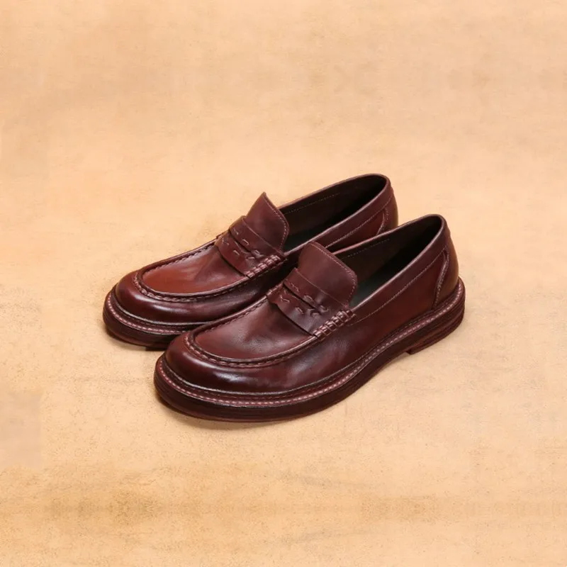 

Summer Genuine Leather Breathable Men's Casual Walking Shoes Horse Leather Business Formal One Foot British Loafers Outdoor Work