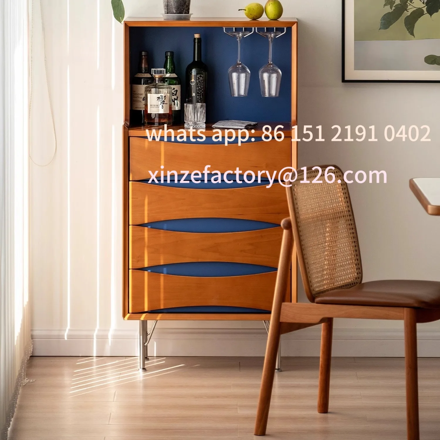 

Customizable antique side cabinet solid wood chest living room retro