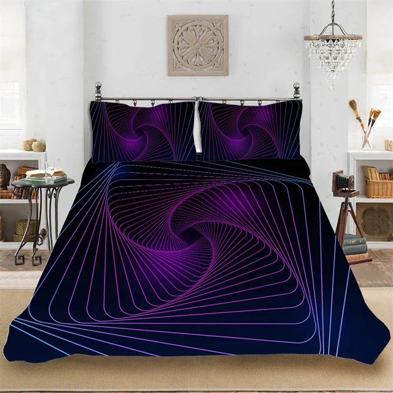 

Geometric Duvet Cover Set Psychedelic Swirl Eyes Bedding Set Microfiber Colorful Abstract Pattern Quilt Cover With Pillowcases
