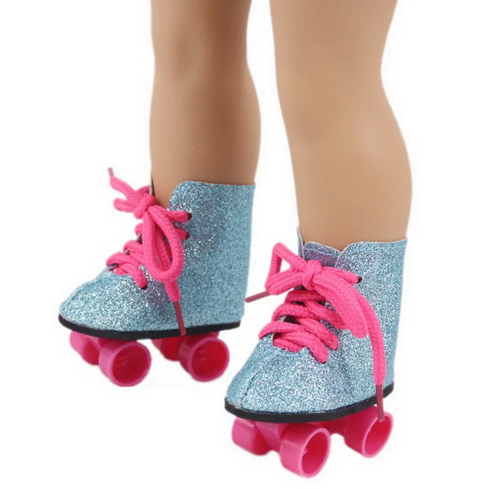 18 Inch American Doll Roller Ice Skates Doll Boots Shoes Fit for 43Cm Baby New Born Doll Generation Christmas Girl`s Toy DIY