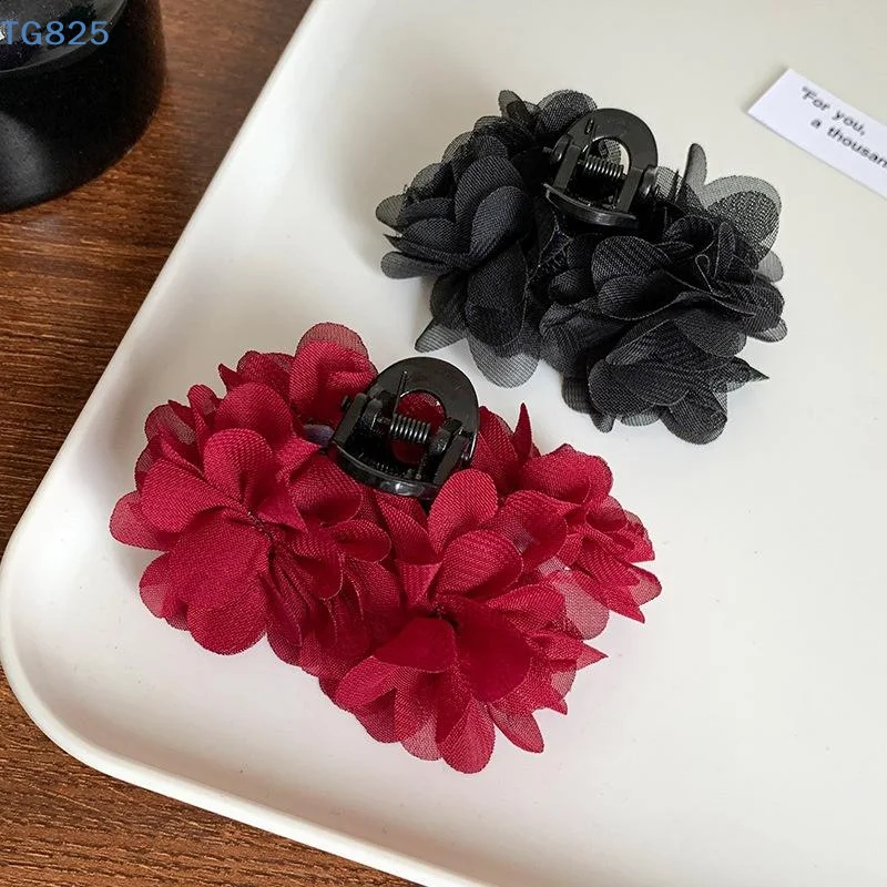 【AN】【AN】Pinza de Pelo de Tela con Diseño de Rosa, Elegante Clip para Cola de Caballo para Mujer, Pinzas de Pelo con Flores Dulces, Accesorios para el Cabello
