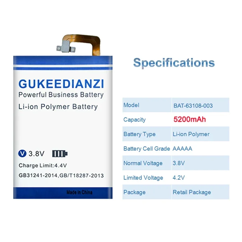 5200mAh BAT-63108-003 بطارية الهاتف المحمول لبلاك بيري كيون ل الكاتيل DK70 DTEK70 قدرة عالية