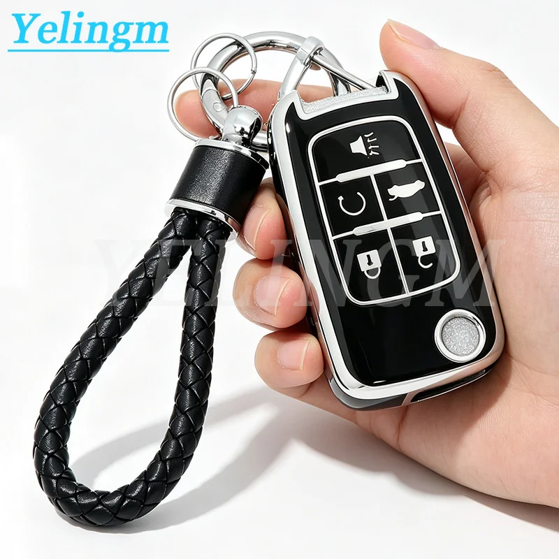 5 Buttons New Tpu Cover Holder Key Jacket for Chevrolet Camaro Cruze Volt Equinox Spark Malibu Sonic Flip Remote Key Case Shell