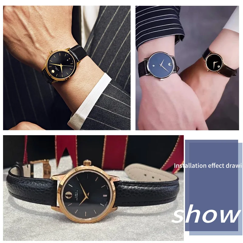 For Movado Classic Series 0607122/606088/0606114 Lizard Pattern cowhide strap for RED LABEL MUSEUM 15mm 21mm 20mm black for men