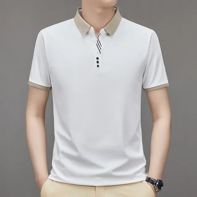 

Wrinkle Resistant Short Sleeved Golf T-shirt for Men's Spring and Autumn Clothing, New Casual Solid Color Minimalist Polo Shirt