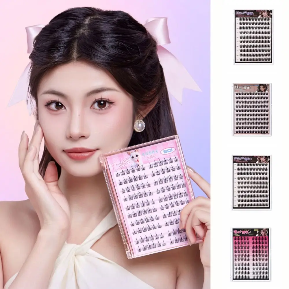 Fashion 5D Glue-Free Fake Lashes Soft 10 Rows Segmented Eyelashes Bundles Resuable DIY Self-adhesive False Eyelashes Party