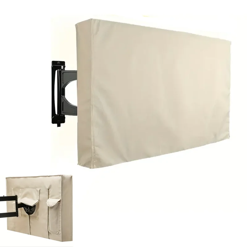 

Outdoor TV Cover Weatherproof, Waterproof for Outside Flat Screen 22 to 75 inch TV,Beige,600D Thick Fabric TV Screen Protector