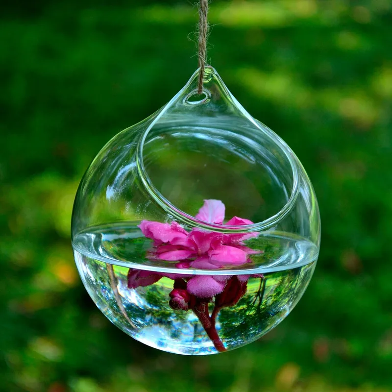 

16pcs/pack Diameter=8cm Small Size Hanging Glass Terrarium Vase Home Decoration Microlandscape Container Fishbowl Wedding Prop