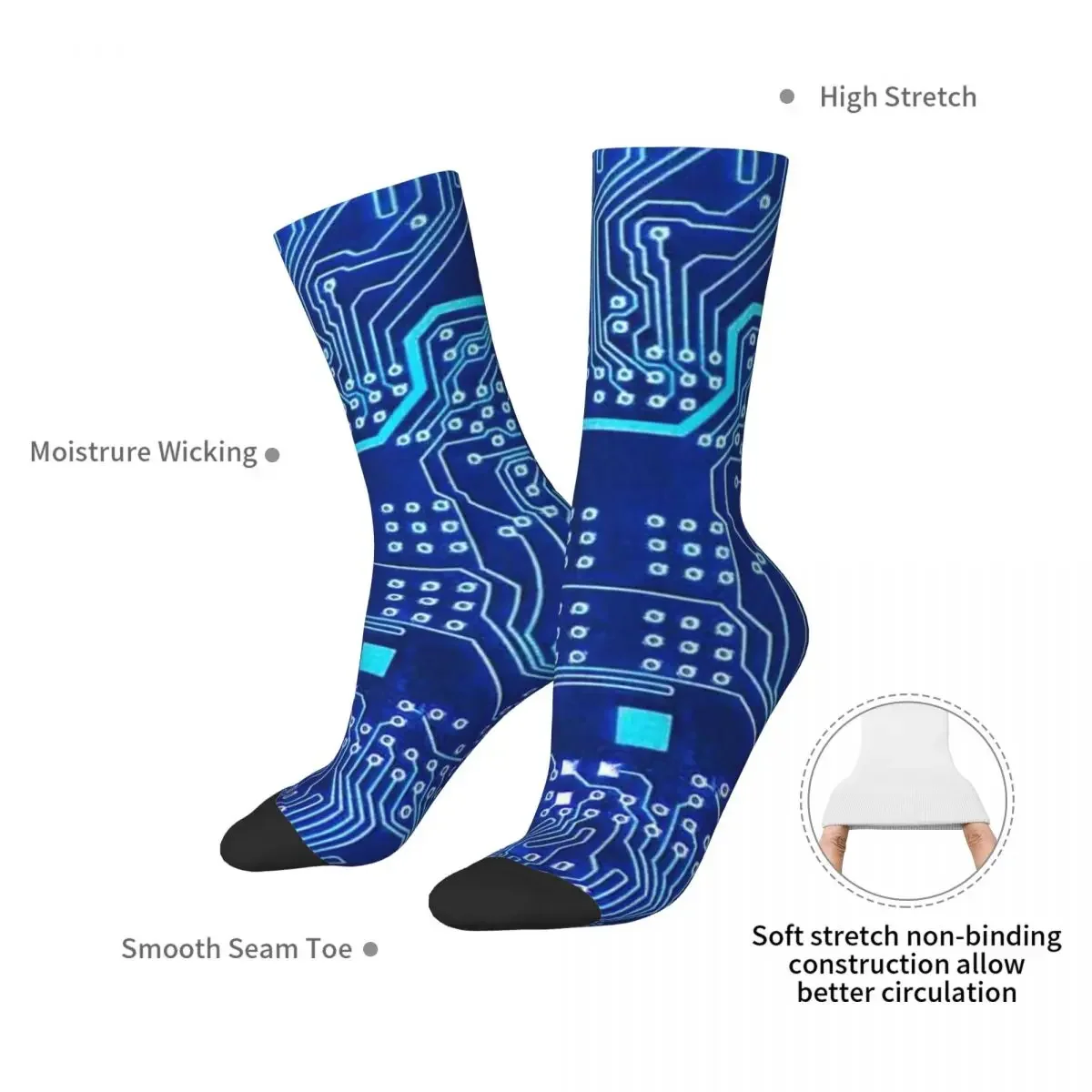 Electronics Circuit On PCB Printed Circuit Board Socks Absorbing Stockings All Season Long Socks for Man Woman Birthday Present