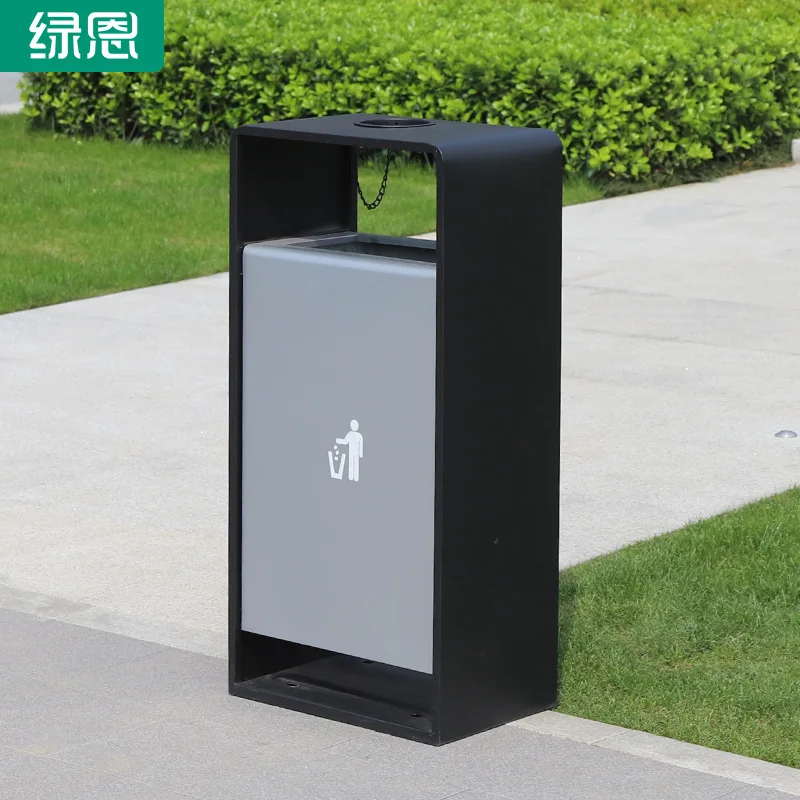 FQ Community Park Garbage Bin Single Barrel Outdoor Stainless Steel Trash Can