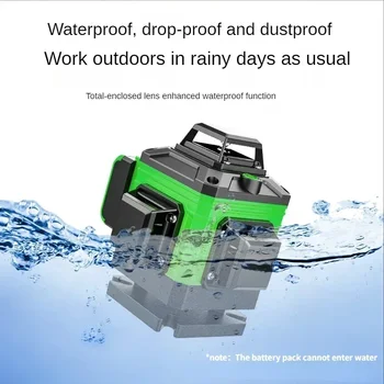 Wireless remote 12/16 lines 4D green laser level self-leveling horizontal and vertical cross lines with Li-ion battery