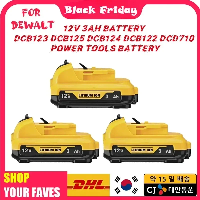 Replacement for Dewalt DCB120 Lithium-ion Batteries 12V 3Ah Battery DCB123 DCB125 DCB124 DCB122 DCD710 Power Tools Battery