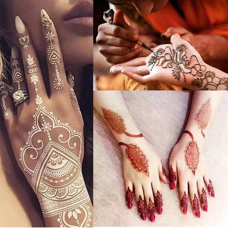 7 warna tato pasta krim kerucut tahan air tidak beracun aman DIY gambar tato Henna seni tubuh Semi permanen tato pigmen tinta