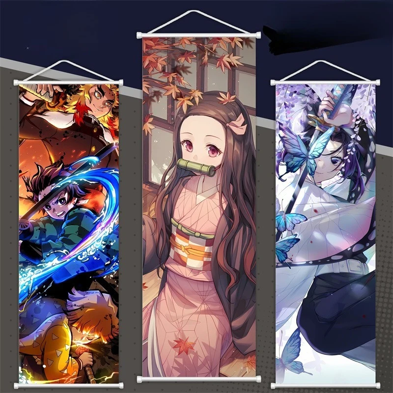 

Anime Demon Slayer Wall Hanging Painting Shinobu Tanjirou Giyuu Nezuko Home Decor Anime Poster Wall Art Room Decoration Gift