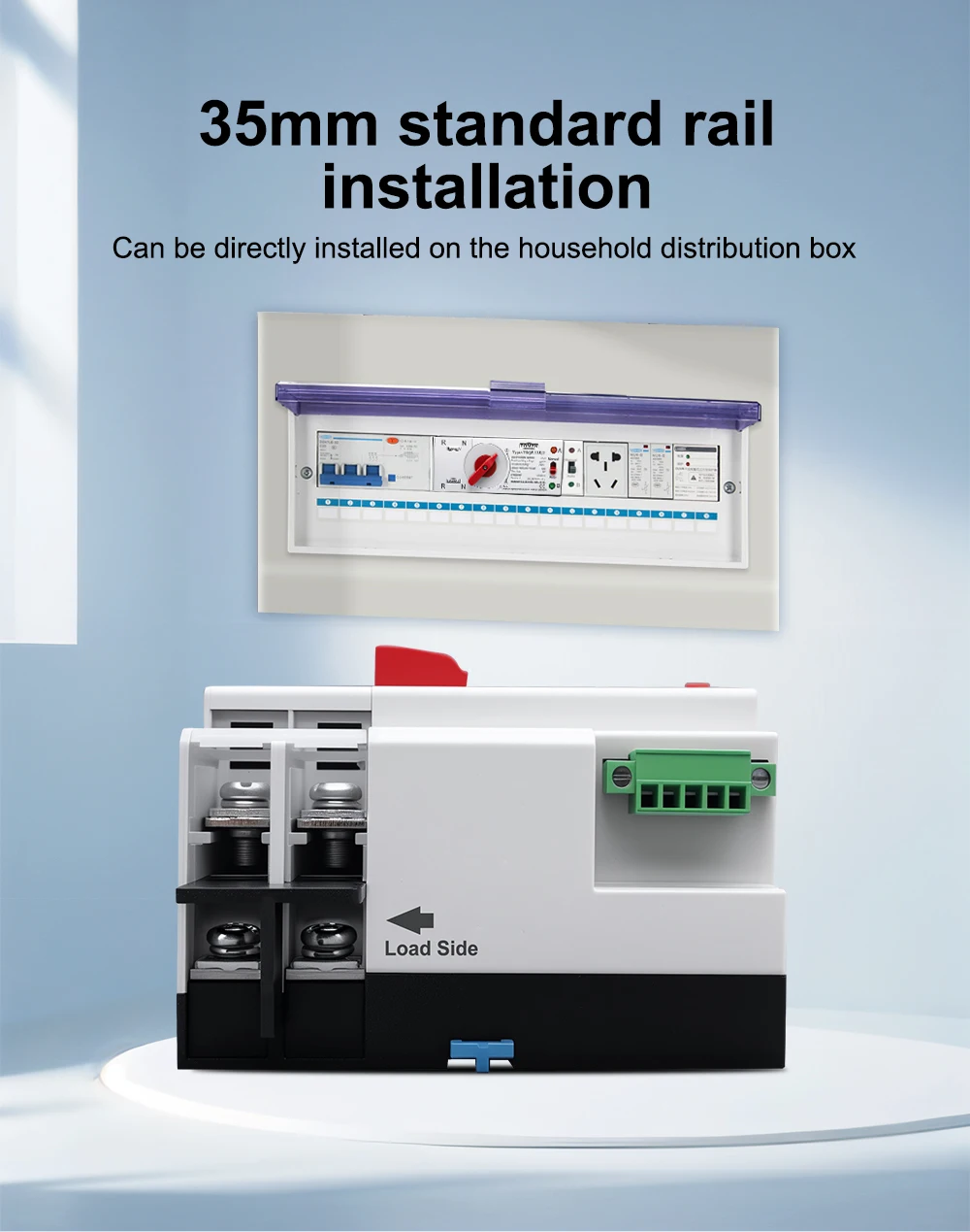 TOMZN Single Phase Din Rail ATS 220V Dual Power Automatic Transfer Electrical Selector Switches Uninterrupted 2P 63A 100A 125A