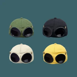 Fall fashion versatile aviator hat reverse glasses duck tongue cap street style personality show face small baseball cap