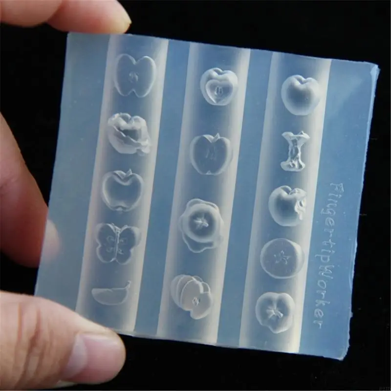 f2tdネイルアートシリコーンカールドリンゴチャームマニキュア型マニキュア型マニュアリストのための装飾