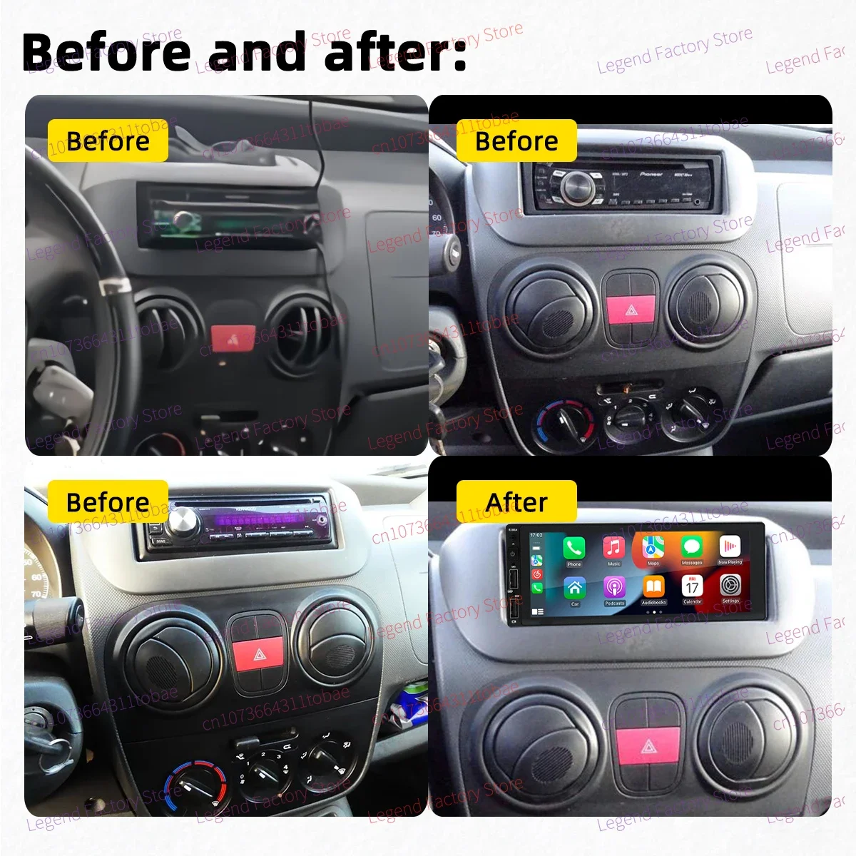 Para Citroen Nemo Peugeot Bipper Fiat Fiorino Qubo 2008-2022 pantalla de 6,9 pulgadas 1 Din Radio Android coche unidad principal Multimedia Carplay