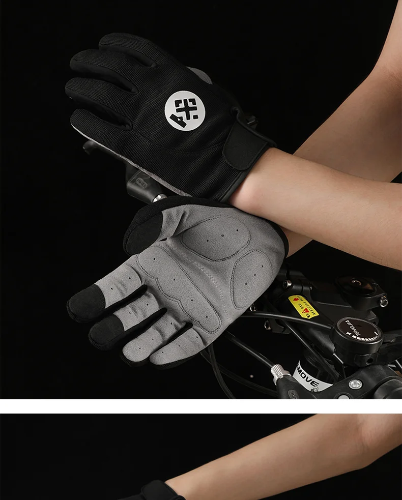 Fahrradhandschuhe für Herren und Damen Touchscreen-fähig Stoßdämpfend Dicke Handflächenpolsterung Rutschfest Atmungsaktiv Mountainbike-Handschuhe – Detail 8