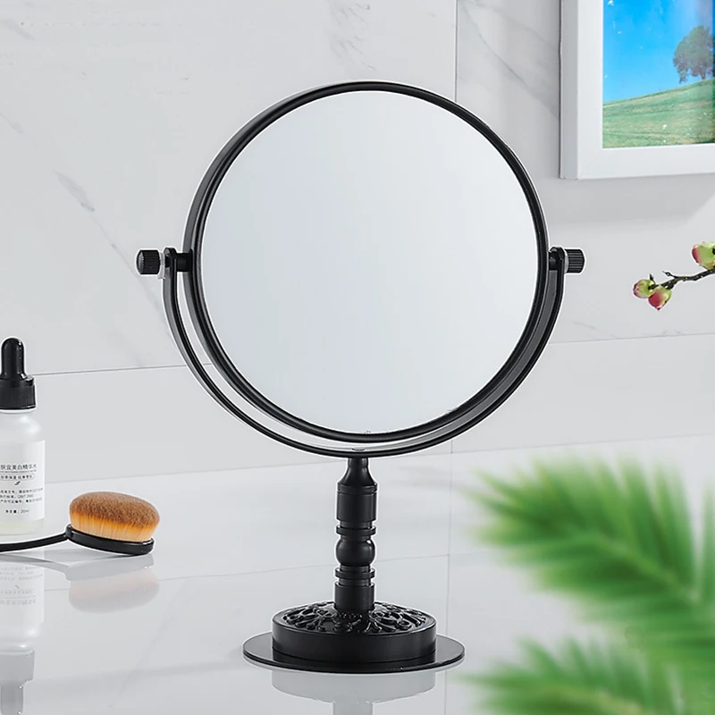 

Dual-Sided 1X/3X Magnification Bathroom Makeup Mirror Aluminum Frame Tabletop Standing Beauty Mirror (Black/Silver/Gold)