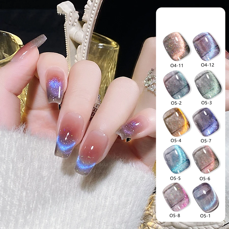 

DOULINGDAI 10PCS Cat Eye Gel Nail Polish Set, Color Changing Glitter Shinny Effect Magic Gel Polish Set Soak Off Nail Gel Polish Nail Art