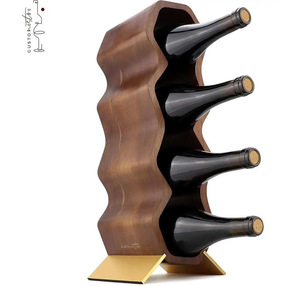 Acacia 2-Tier 7-Bottle Wine Rack for Home Bar, Kitchen, and Cellar Storage