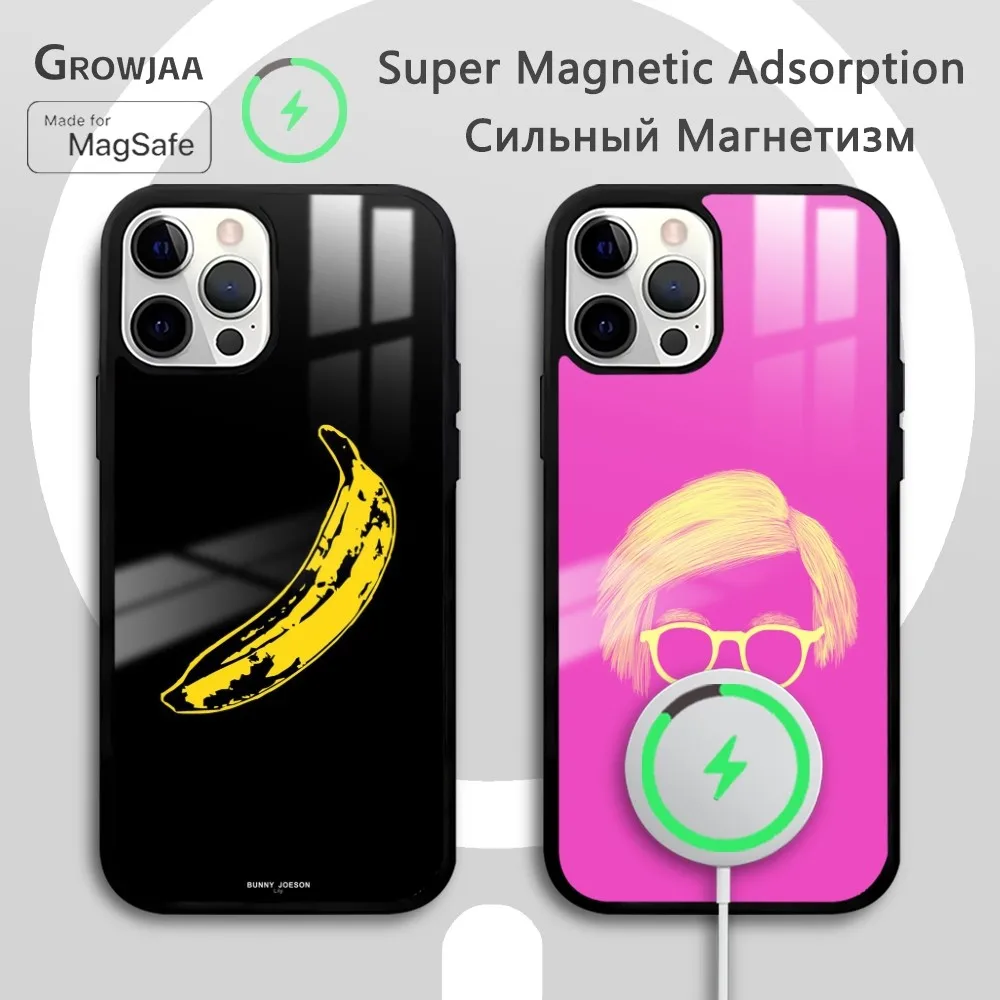 

A-Andy Warhol Banana Art Phone Case For IPhone 16 15 14 13 12 11 Pro Max Plus Mini New Magsafe Mirror Wireless Magnetic Cover