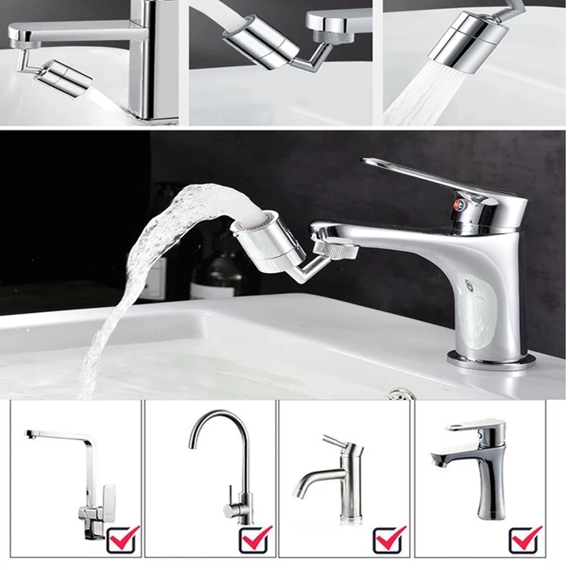 1-10PCS 720° Adjustable Swivel Kitchen Faucet Extender Anti Splash Universal Adapter Rotating Spray Head for Sink Dish Washing