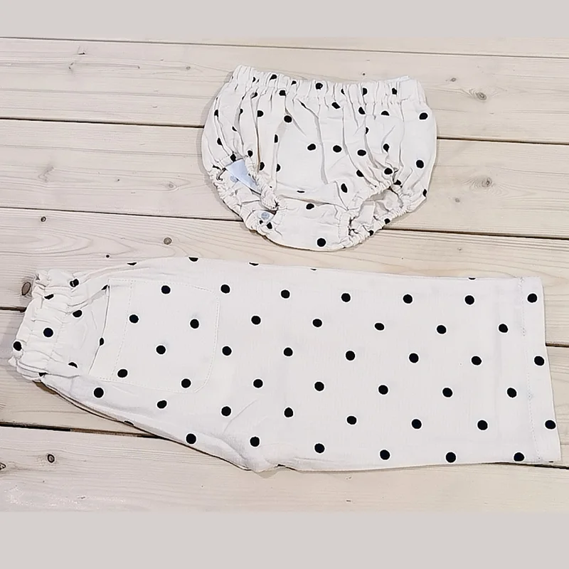 Summer New Baby Linen Pants Korean Kids Spring Organic Cotton Loose Polka Dot Pants Boys And Girls Lantern Trousers