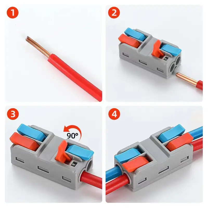 10Pcs Wire Conductor Connector Mini Lever‑Nut 2‑In‑2‑Out Fast Lighting Wire Cable Connector Terminal Block image 4